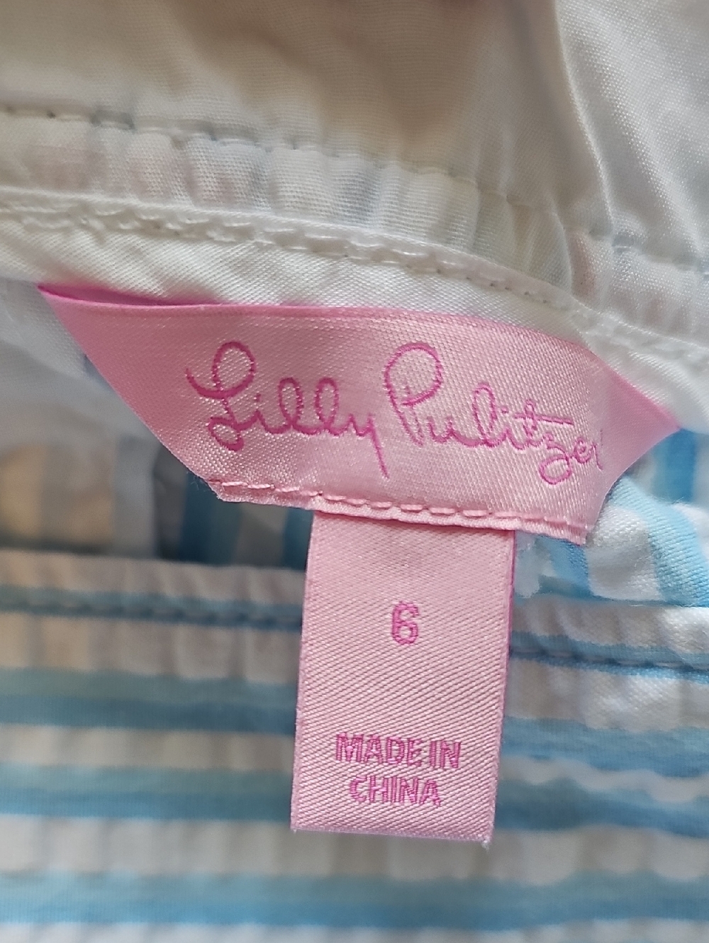 Lilly Pulitzer Seersucker Striped Crop Pants Womens 6 Blue White Preppy Cotton - Picture 7 of 8